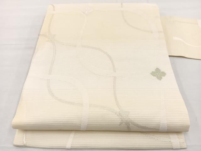 平和屋着物＊夏物　九寸名古屋帯　唐織　立涌花菱文　銀糸　正絹　逸品　BAAX7465hv