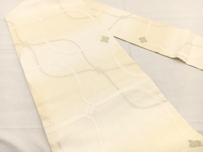 平和屋着物＊夏物　九寸名古屋帯　唐織　立涌花菱文　銀糸　正絹　逸品　BAAX7465hv