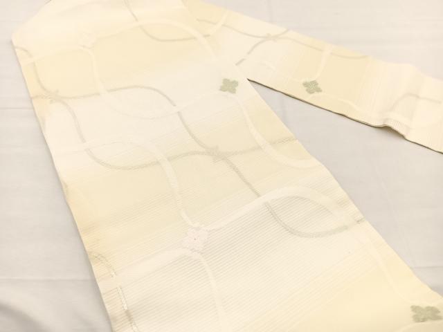 平和屋着物＊夏物　九寸名古屋帯　唐織　立涌花菱文　銀糸　正絹　逸品　BAAX7465hv