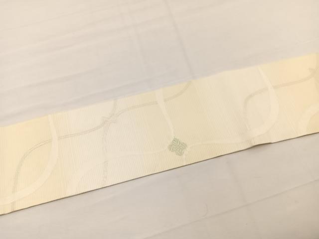 平和屋着物＊夏物　九寸名古屋帯　唐織　立涌花菱文　銀糸　正絹　逸品　BAAX7465hv