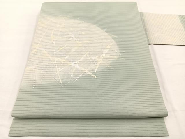 平和屋着物＊夏物　絽塩瀬　九寸名古屋帯　草葉文　金銀彩　正絹　逸品　BAAX7517hv