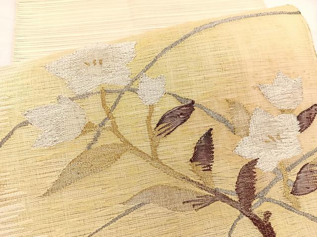 平和屋着物＊夏物　八寸名古屋帯　絽綴れ　桔梗　金糸　正絹　逸品　BAAX7532hv