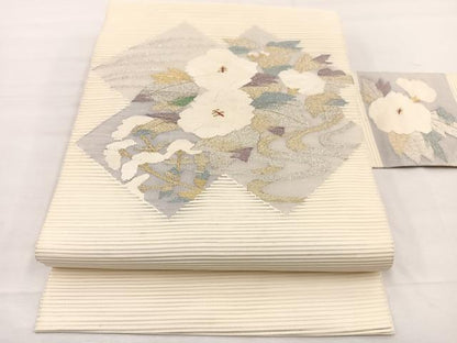 平和屋着物＊夏物　八寸名古屋帯　絽綴れ　流水牡丹文　金銀糸　正絹　逸品　BAAX7528hv