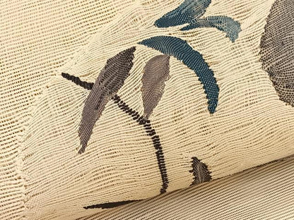 平和屋着物＊夏物　八寸名古屋帯　すくい織　草葉文　正絹　逸品　BAAX7508hv