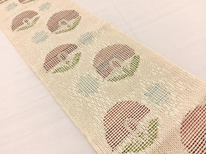 平和屋着物＊夏物　八寸名古屋帯　花丸文　正絹　逸品　BAAX7538hv