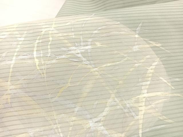 平和屋着物＊夏物　絽塩瀬　九寸名古屋帯　草葉文　金銀彩　正絹　逸品　BAAX7517hv