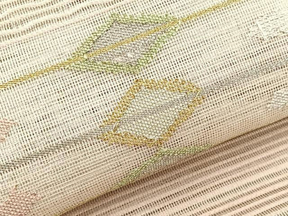 平和屋着物＊夏物　八寸名古屋帯　絽綴れ　菱つなぎ　金銀糸　正絹　逸品　BAAX7536hv