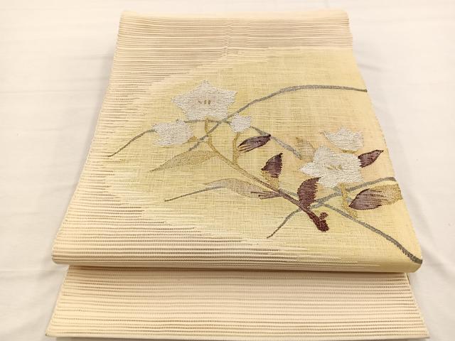 平和屋着物＊夏物　八寸名古屋帯　絽綴れ　桔梗　金糸　正絹　逸品　BAAX7532hv