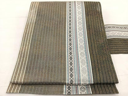 平和屋着物＊夏物　本場筑前博多織　八寸名古屋帯　紗献上　金糸　正絹　逸品　未使用　BAAX7513hv