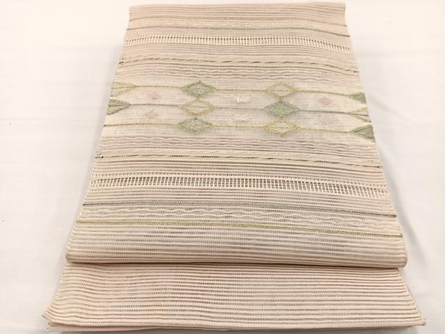 平和屋着物＊夏物　八寸名古屋帯　絽綴れ　菱つなぎ　金銀糸　正絹　逸品　BAAX7536hv