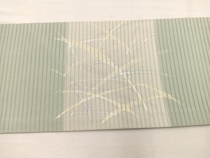 平和屋着物＊夏物　絽塩瀬　九寸名古屋帯　草葉文　金銀彩　正絹　逸品　BAAX7517hv