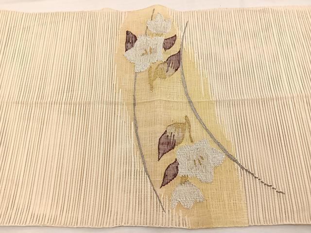 平和屋着物＊夏物　八寸名古屋帯　絽綴れ　桔梗　金糸　正絹　逸品　BAAX7532hv