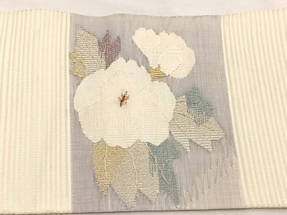 平和屋着物＊夏物　八寸名古屋帯　絽綴れ　流水牡丹文　金銀糸　正絹　逸品　BAAX7528hv