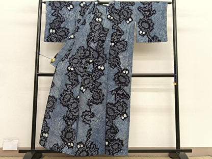 平和屋着物∴夏物　浴衣　有松鳴海絞り　花蝶文　綿　逸品　BAAX7447hv