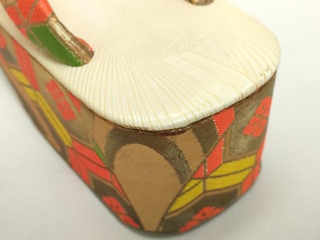 平和屋着物●極上　和装小物　ぽっくり下駄　こっぽり・おこぼ下駄　畳風　亀甲文　金糸　逸品　 DZAA12243kh6