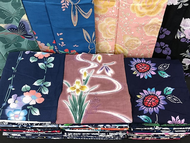 平和屋着物■浴衣 まとめて 45点 兎 蝶 蜻蛉 菖蒲 向日葵 花柄 注染 暈し染め など 着用可能多数 未使用品あり mmm1255
