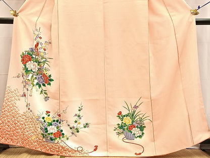 平和屋着物■訪問着　花籠文　暈し染め　金彩　洗える着物　BAAX9344yc