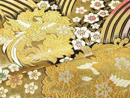 平和屋着物▼六通柄袋帯　鳳凰花丸文　金銀糸　正絹　逸品　DABH6378az