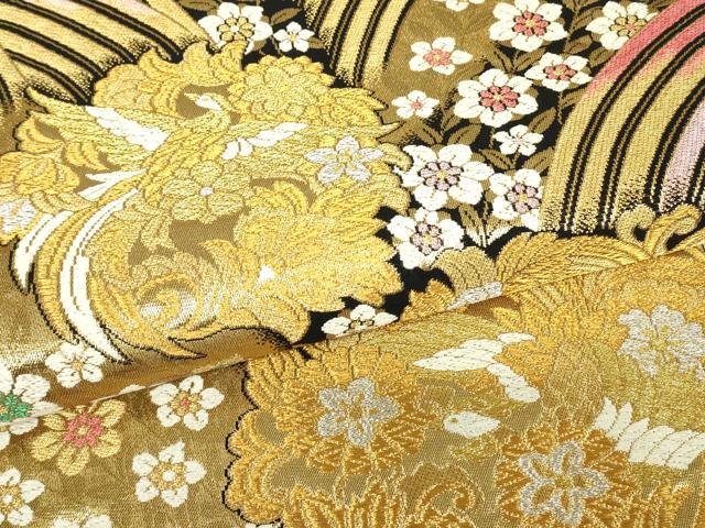 平和屋着物▼六通柄袋帯　鳳凰花丸文　金銀糸　正絹　逸品　DABH6378az