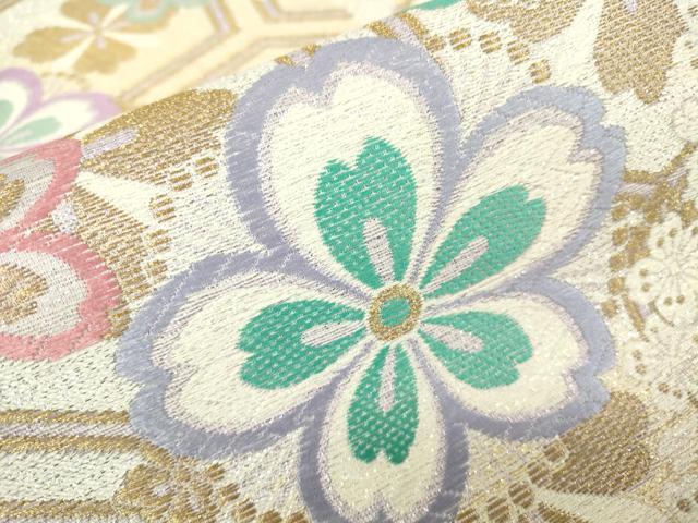 平和屋着物▼六通柄袋帯　亀甲舞花文　金銀糸　正絹　逸品　DABH6389az