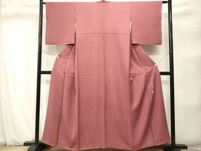 平和屋着物■上質な色無地　霞地紋　蘇芳香色　正絹　逸品　CABJ2840ev