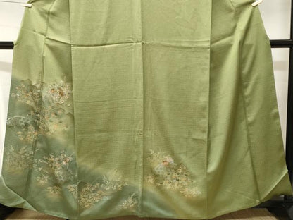 平和屋着物■訪問着　刺繍　籬万寿菊草花文　暈し染め　金銀彩　正絹　逸品　CABJ2930ev