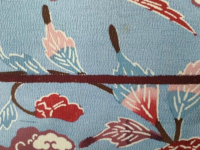 平和屋着物●浦野理一　型染　九寸名古屋帯　花鳥文　正絹　逸品　CABJ2360dy