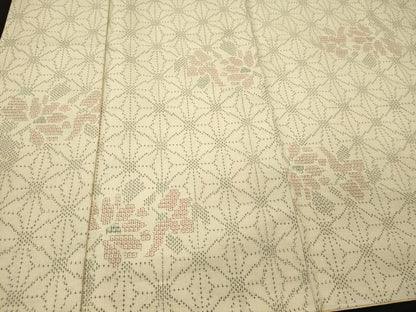 平和屋着物■上質な紬　80亀甲　麻の葉花文　正絹　逸品　未使用　CABI2000oy