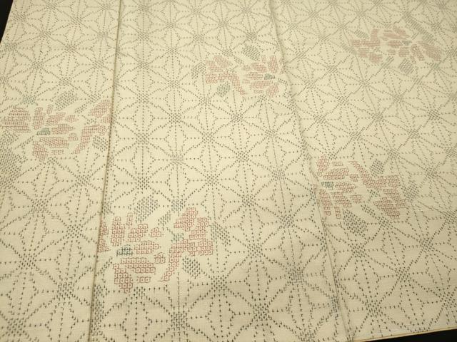 平和屋着物■上質な紬　80亀甲　麻の葉花文　正絹　逸品　未使用　CABI2000oy
