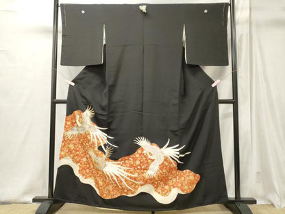 平和屋着物■豪華黒留袖　刺繍　鳳凰花文　金彩　正絹　逸品　未使用　CABJ6808oy