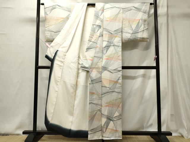 平和屋着物■上質な小紋　松葉文　正絹　逸品　CABJ6805oy
