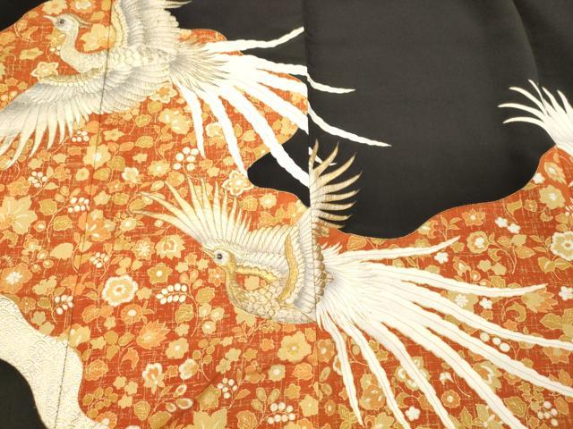 平和屋着物■豪華黒留袖　刺繍　鳳凰花文　金彩　正絹　逸品　未使用　CABJ6808oy