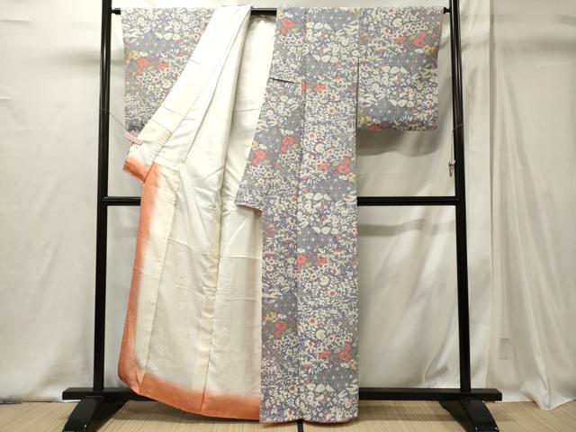 平和屋着物■上質な小紋　辻が花　鬼しぼ縮緬　正絹　逸品　CABJ6807oy