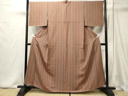 平和屋着物■上質な小紋　縞　正絹　逸品　未使用　CABJ6809oy