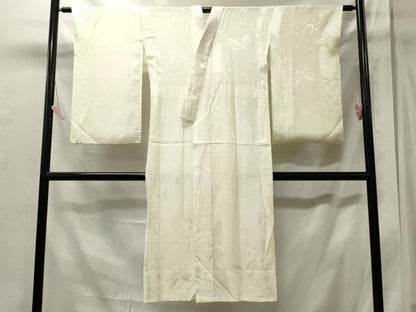 平和屋着物■長襦袢　無双仕立て　舞蝶地紋　象牙色　正絹　逸品　CABJ6806oy