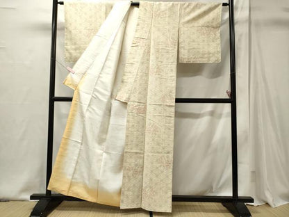 平和屋着物■上質な紬　80亀甲　麻の葉花文　正絹　逸品　未使用　CABI2000oy