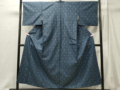 平和屋着物■上質な紬　菱花文　正絹　逸品　CABJ6804oy
