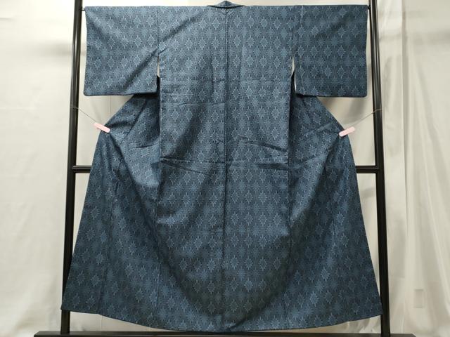 平和屋着物■上質な紬　菱花文　正絹　逸品　CABJ6804oy