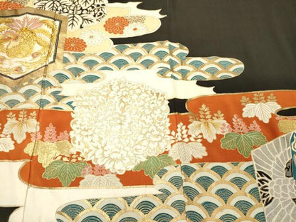 平和屋着物■豪華黒留袖　刺繍　吉祥花文　金彩　正絹　逸品　CABJ6812oy