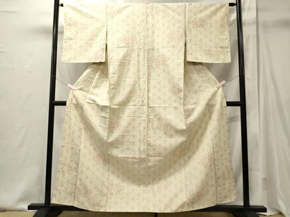 平和屋着物■上質な紬　80亀甲　麻の葉花文　正絹　逸品　未使用　CABI2000oy