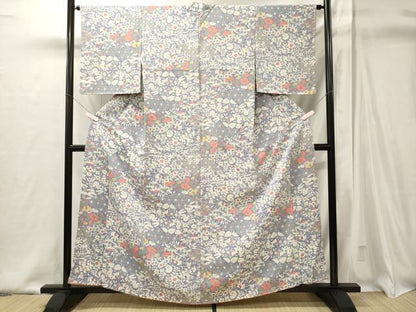 平和屋着物■上質な小紋　辻が花　鬼しぼ縮緬　正絹　逸品　CABJ6807oy