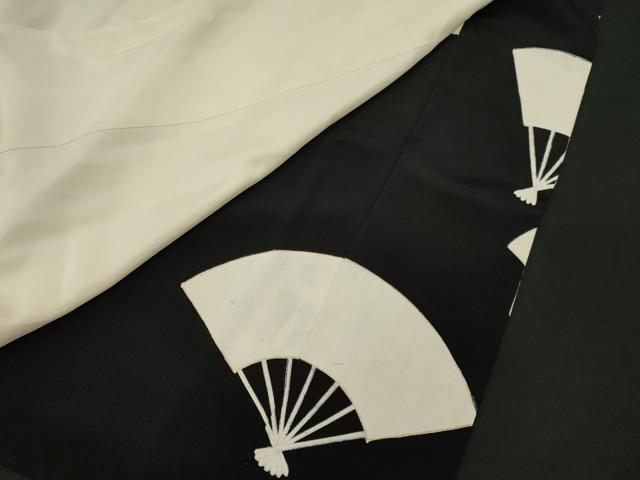 平和屋着物■豪華黒留袖　駒刺繍　扇面御所車文　金彩　正絹　逸品　CABJ6810oy