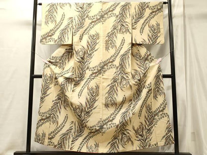平和屋着物■上質な小紋　草花文　金糸　正絹　逸品　CABJ6814oy