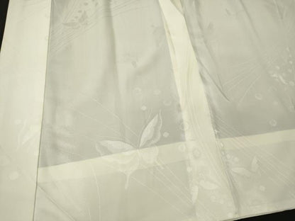 平和屋着物■長襦袢　無双仕立て　舞蝶地紋　象牙色　正絹　逸品　CABJ6806oy