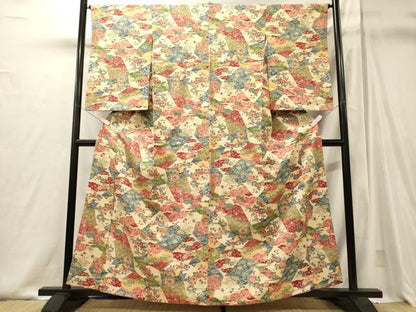 平和屋着物■上質な小紋　型染め　草花文　正絹　逸品　CABJ6816oy