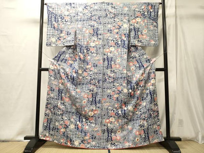 平和屋着物■上質な小紋　吉祥花蝶文　金銀彩　正絹　逸品　CABJ6828oy