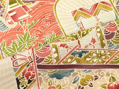 平和屋着物■上質な小紋　立波御所車文　正絹　逸品　CABJ6845oy