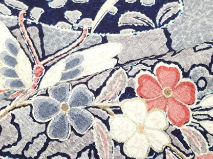 平和屋着物■上質な小紋　吉祥花蝶文　金銀彩　正絹　逸品　CABJ6828oy