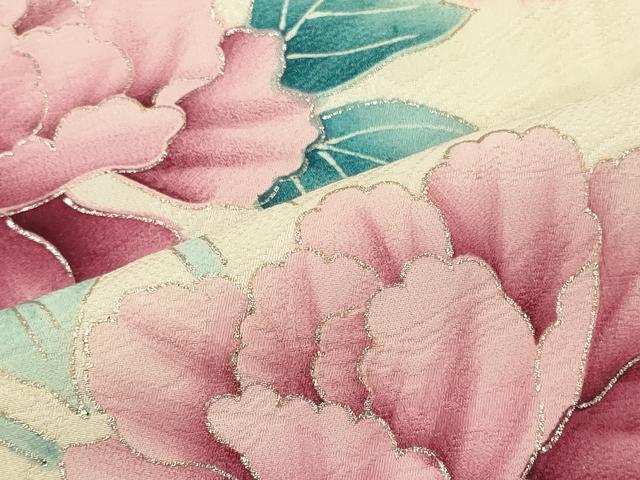 平和屋着物■訪問着　絞り　草花文　暈し染め　銀彩　正絹　逸品　CABJ6843oy