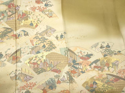 平和屋着物■豪華色留袖　源氏物語図　暈し染め　金銀糸　正絹　逸品　CABJ6837oy